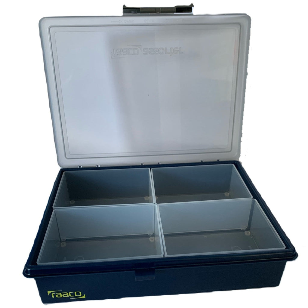 Small Plastic Storage Box with 4 separate Compartments-great for rivets