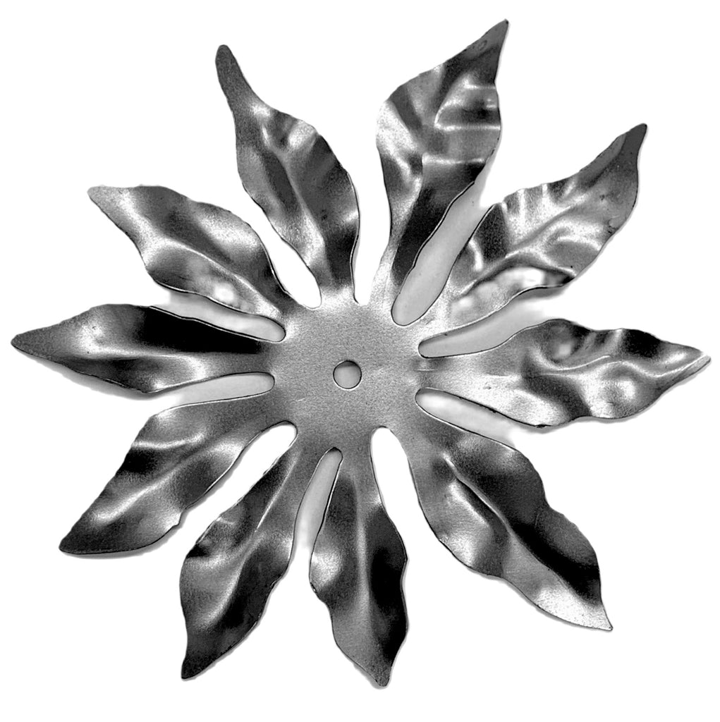 A ten petal flower made from lightweight steel looks great as base to a small candle holder