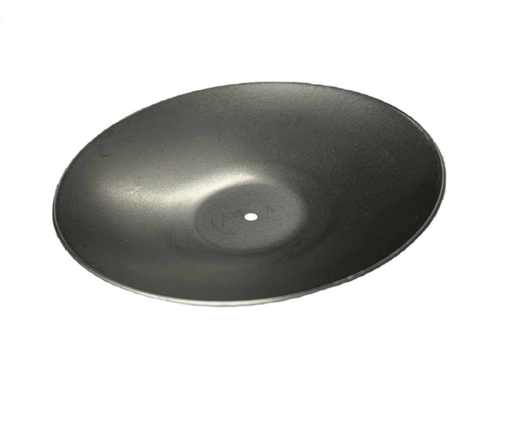 This candle tray holder has a smooth plain metal finish with a 3mm punch hole