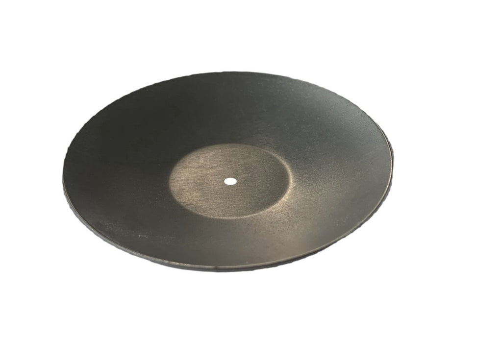This candle tray holder has a smooth plain metal finish with a 3mm punch hole